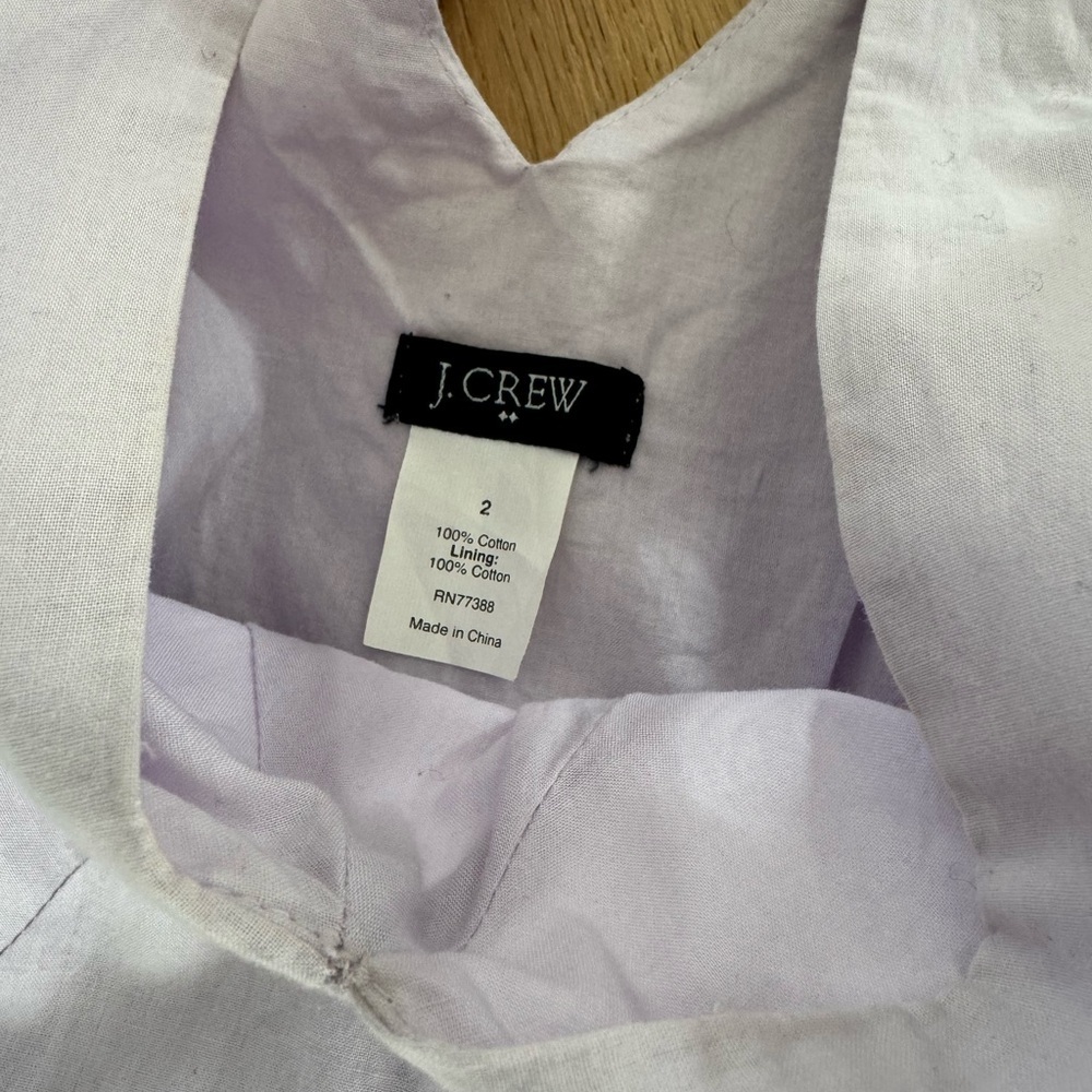 J. Crew Lavender V-Neck Cotton Dress Size 2 - Picture 3 of 7